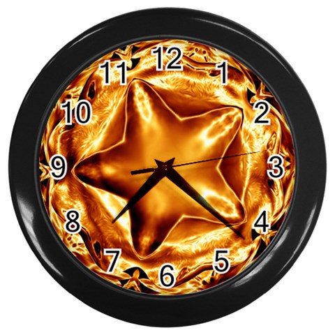 Elegant Gold Copper Shiny Elegant Christmas Star Wall Clocks (Black) from ArtsNow.com Front