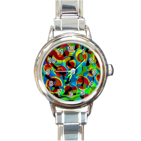 Colorful Smoothie  Round Italian Charm Watch from ArtsNow.com Front