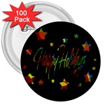 Happy holidays 3  Buttons (100 pack) 