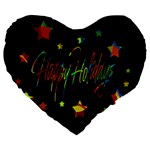 Happy holidays Large 19  Premium Heart Shape Cushions