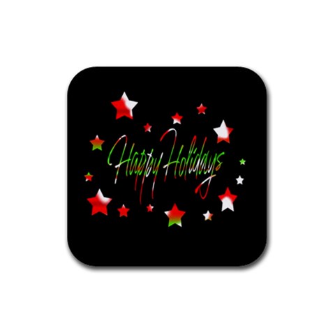 Happy Holidays 2  Rubber Coaster (Square)  from ArtsNow.com Front