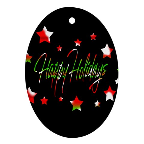 Happy Holidays 2  Oval Ornament (Two Sides) from ArtsNow.com Front