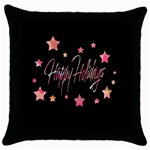 Happy Holidays 3 Throw Pillow Case (Black)