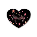 Happy Holidays 3 Heart Coaster (4 pack) 