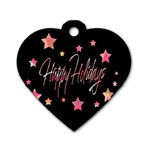 Happy Holidays 3 Dog Tag Heart (Two Sides)