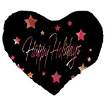 Happy Holidays 3 Large 19  Premium Heart Shape Cushions