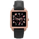 Happy Holidays 3 Rose Gold Leather Watch 