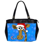 Xmas giraffe - blue Office Handbags (2 Sides) 