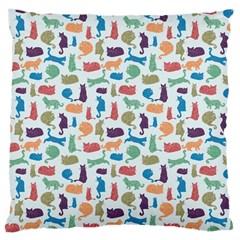 Blue Colorful Cats Silhouettes Pattern Large Cushion Case (Two Sides) from ArtsNow.com Front