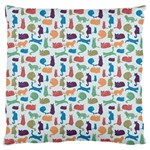 Blue Colorful Cats Silhouettes Pattern Standard Flano Cushion Case (One Side)