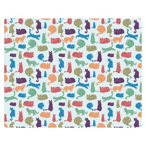 Blue Colorful Cats Silhouettes Pattern Double Sided Flano Blanket (Medium)  from ArtsNow.com 60 x50  Blanket Back
