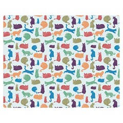 Blue Colorful Cats Silhouettes Pattern Double Sided Flano Blanket (Medium)  from ArtsNow.com 60 x50  Blanket Back