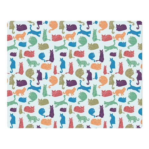 Blue Colorful Cats Silhouettes Pattern Double Sided Flano Blanket (Large)  from ArtsNow.com 80 x60  Blanket Front