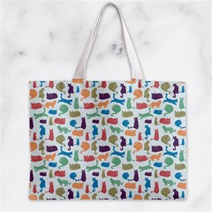 Blue Colorful Cats Silhouettes Pattern Zipper Mini Tote Bag from ArtsNow.com Front