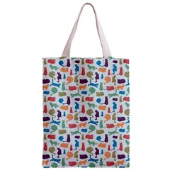 Blue Colorful Cats Silhouettes Pattern Zipper Classic Tote Bag from ArtsNow.com Back