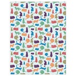 Blue Colorful Cats Silhouettes Pattern Drawstring Bag (Large)