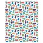 Blue Colorful Cats Silhouettes Pattern Drawstring Bag (Small)