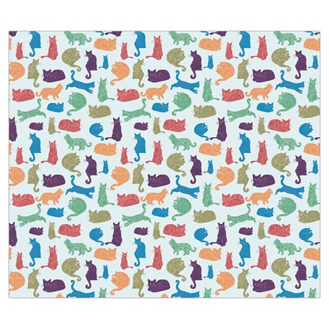 Blue Colorful Cats Silhouettes Pattern Zipper Large Tote Bag from ArtsNow.com Front