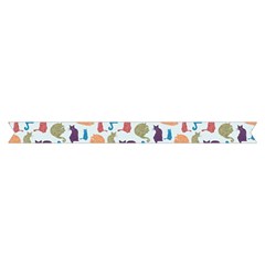 Blue Colorful Cats Silhouettes Pattern Short Sleeve V Hem