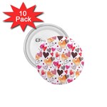 Colorful Cute Hearts Pattern 1.75  Buttons (10 pack)