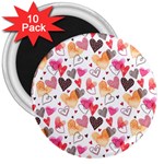 Colorful Cute Hearts Pattern 3  Magnets (10 pack) 