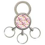 Colorful Cute Hearts Pattern 3-Ring Key Chains