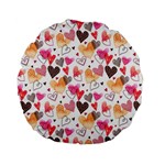 Colorful Cute Hearts Pattern Standard 15  Premium Flano Round Cushions