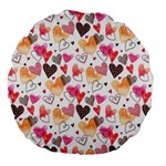 Colorful Cute Hearts Pattern Large 18  Premium Flano Round Cushions