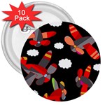 Playful airplanes  3  Buttons (10 pack) 