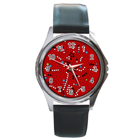 Red fantasy Round Metal Watch from ArtsNow.com Front