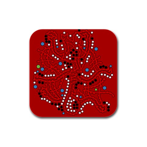 Red fantasy Rubber Square Coaster (4 pack)  from ArtsNow.com Front