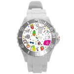 Animals Fruite Cake Lip Pattern Round Plastic Sport Watch (L)