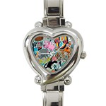 Alphabet Patterns Heart Italian Charm Watch