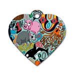 Alphabet Patterns Dog Tag Heart (Two Sides)