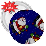 Blue Santas Clause 3  Buttons (10 pack) 