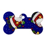 Blue Santas Clause Dog Tag Bone (Two Sides)