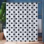 Polka Dots - Black on Pastel Blue Shower Curtain 60  x 72  (Medium)