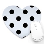 Polka Dots - Black on Pastel Blue Heart Mousepad