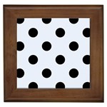 Polka Dots - Black on Pastel Blue Framed Tile