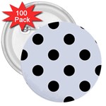 Polka Dots - Black on Pastel Blue 3  Button (100 pack)
