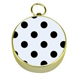 Polka Dots - Black on Pastel Blue Gold Compass
