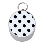 Polka Dots - Black on Pastel Blue Silver Compass (Mini)