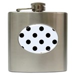 Polka Dots - Black on Pastel Blue Hip Flask (6 oz)