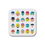 Face People Man Girl Male Female Young Old Kit Rubber Coaster (Square) 
