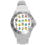 Face People Man Girl Male Female Young Old Kit Round Plastic Sport Watch (L)
