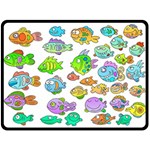 Fishes Col Fishing Fish Double Sided Fleece Blanket (Large) 