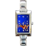 Holidays Christmas Deer Santa Claus Horns Rectangle Italian Charm Watch