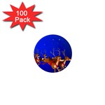 Holidays Christmas Deer Santa Claus Horns 1  Mini Magnets (100 pack) 