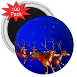 Holidays Christmas Deer Santa Claus Horns 3  Magnets (100 pack)