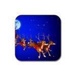 Holidays Christmas Deer Santa Claus Horns Rubber Coaster (Square) 